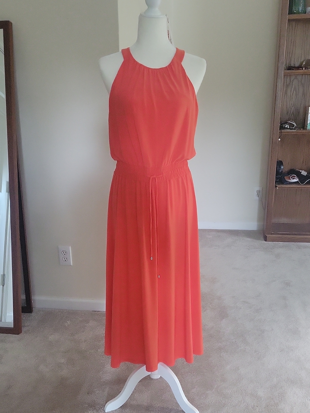 Tommy Hilfiger Coral-Orange Halter Maxi Dress Size 8